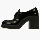 Prada choklad High-Helade 85 mm loafers svart borstat läder