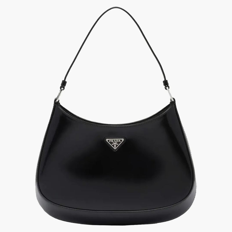 Prada Cleo axelväska borstat läder svart