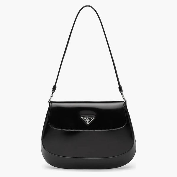 Prada Cleo Shoulder Bag With Flap Black