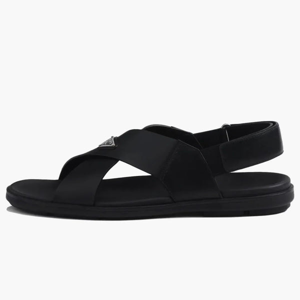 Prada Crisscross Leather Sandals Black
