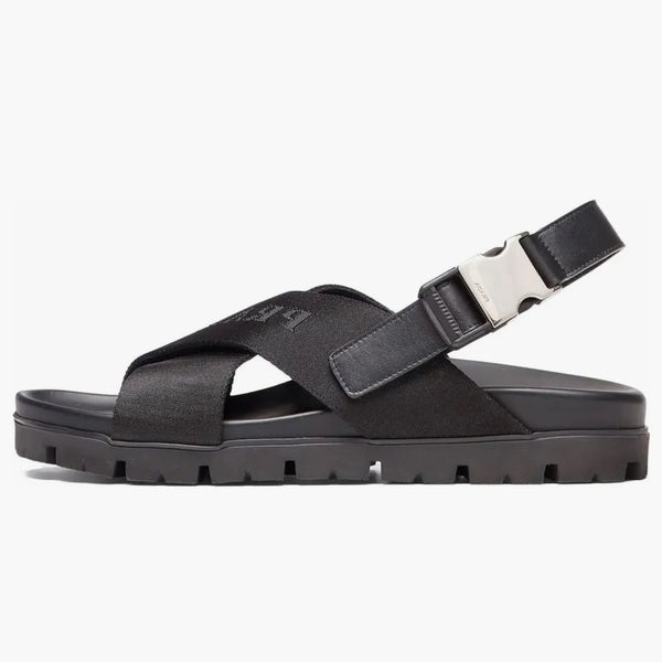 Prada Crisscross Straps Buckle-fastening Sandal Black