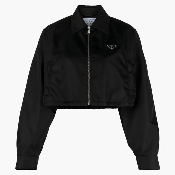 Prada Cropped Bomber Jacket Black