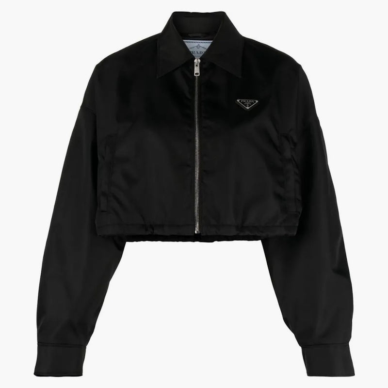 Prada Cropped Bomber Jacket Black