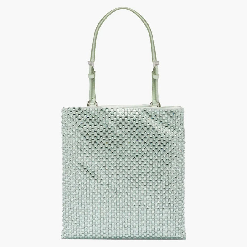 Prada Embellished Satin Handbag Aqua