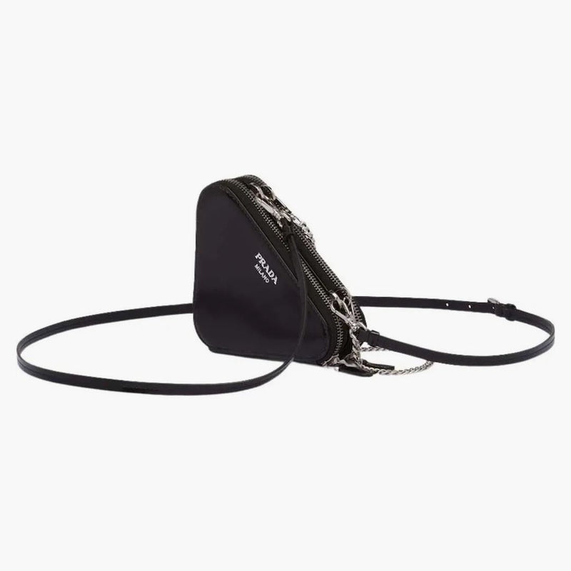 Prada Embellished Satin And Leather Mini Pouch Crystal