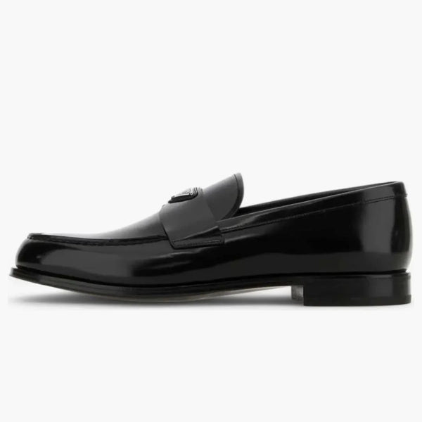Prada Enamel-triangle-logo Slip-on Loafers Black