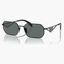 Prada Geometric Sunglasses Black/black Grey (spra51 1ab-5z1)