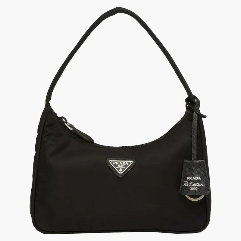 Prada hobo tessuto axelväska mini svart