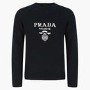Prada Intarsia Logo Knit Crew-Neck Sweater Black