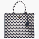 Prada velké symboly vyšívané tkanina kabelka Baltská modrá/křída bílá