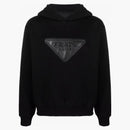 Prada logo leather patch hoodie black