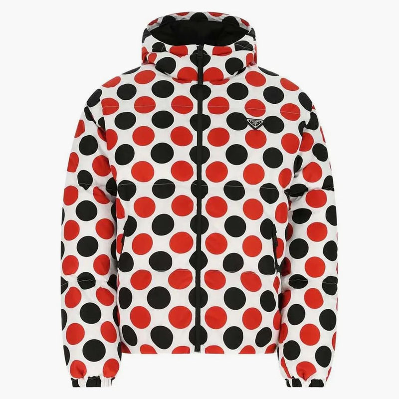 Prada Logo Plaque All-over Printed Jacket White/red/black