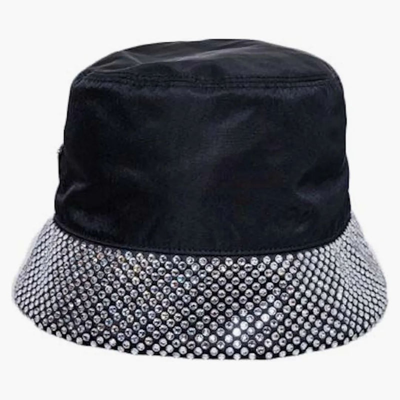Prada Logo Plaque Embellished Bucket Hat Black
