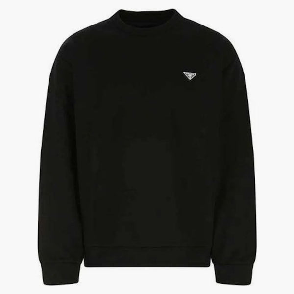 Prada Logo Plaque Round-neck Sweatshirt Black