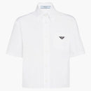 Logo Prada Plear Cropped Shirt Biała