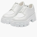 Prada Monolith 55mm Lace Up Loafer White Brushed Leather