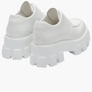 Prada Monolith 55mm Lace Up Loafer White Brushed Leather