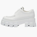 Prada Monolith 55mm Lace Up Loafer White Brushed Leather