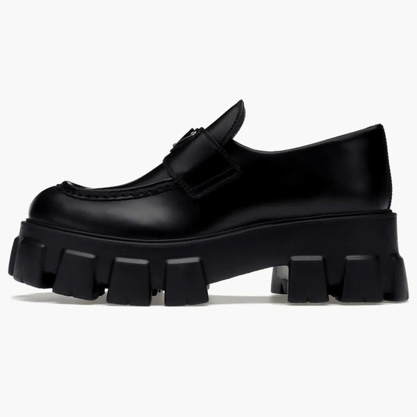 Prada Monolith 55mm Loafer Black Brushed Leather
