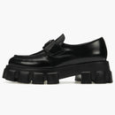Prada Monolith 55mm Pointy Loafer Black Brushed Leather