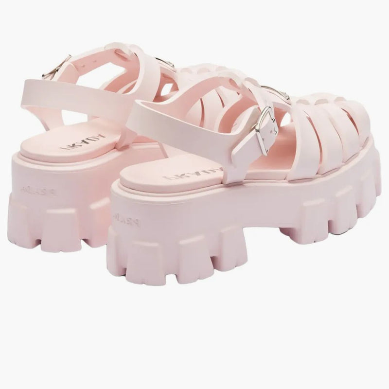 Prada monolit skumgummi 55 mm sandaler alabaster rosa