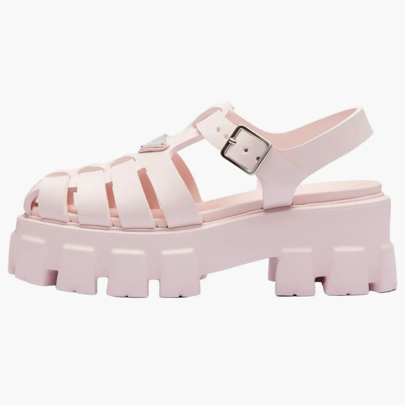 Prada monolit skumgummi 55 mm sandaler alabaster rosa