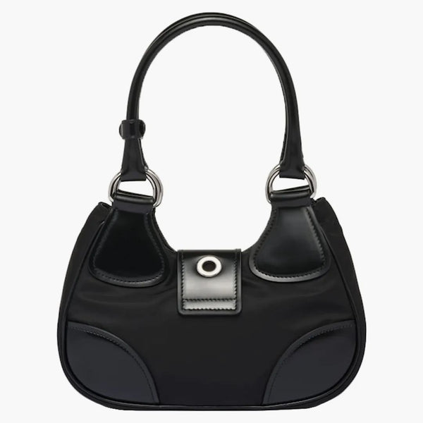 Prada Moon Re-nylon And Leather Bag Black