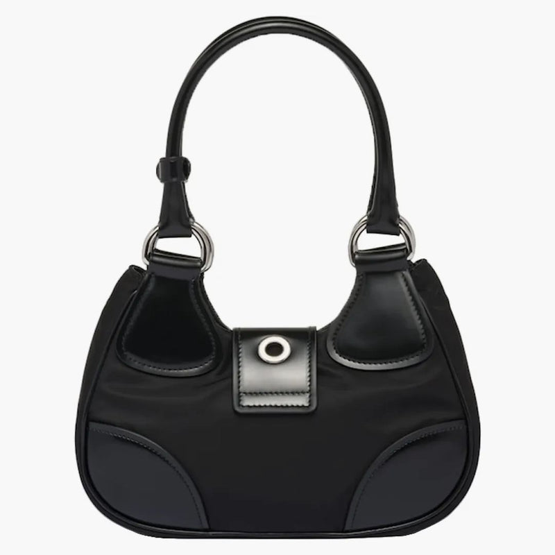 Prada Moon Re-nylon And Leather Bag Black