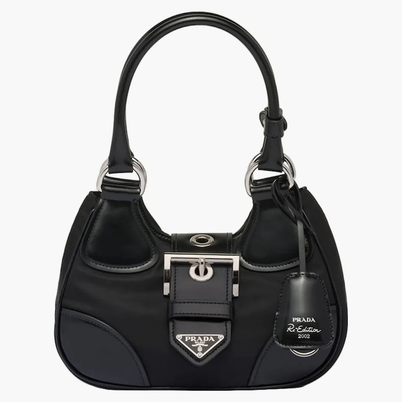 Prada Moon Re-nylon And Leather Bag Black