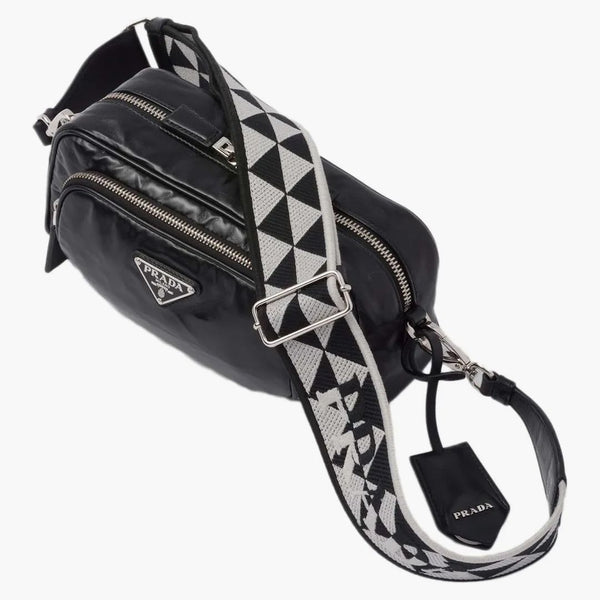 Prada Nappa Antique Leather Multi-pocket Shoulder Bag Black