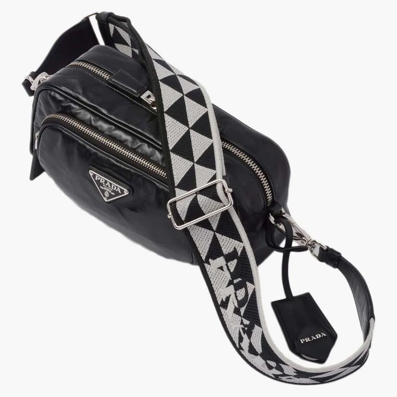 Prada Nappa Antique Leather Multi-pocket Shoulder Bag Black