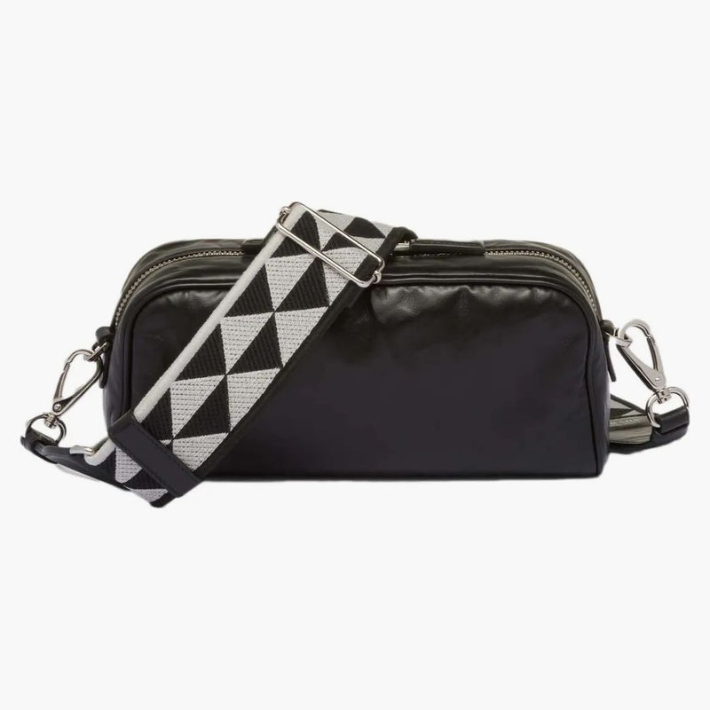 Prada Nappa Antique Leather Multi-pocket Shoulder Bag Black