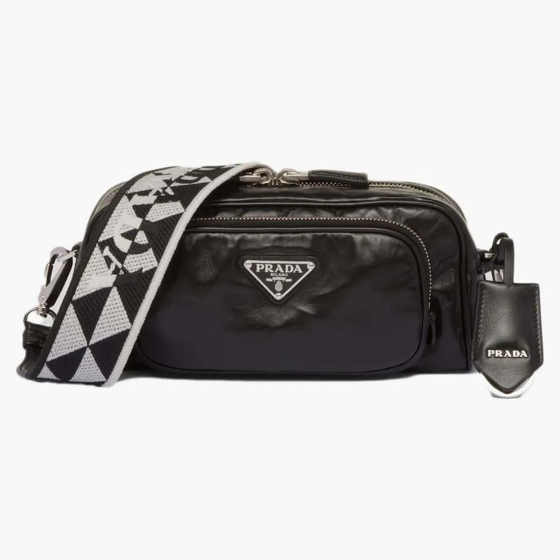 Prada Nappa Antique Leather Multi-pocket Shoulder Bag Black