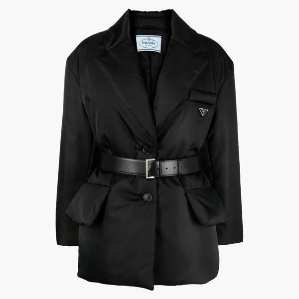 Prada Padded Belted Jacket Black