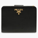 Prada Plain Folding Wallet Small Black