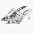 Prada Plexiglas 75mm Pointy High Heels Silver Leather