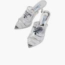 Prada Plexiglas 75mm Pointy High Heels Silver Leather