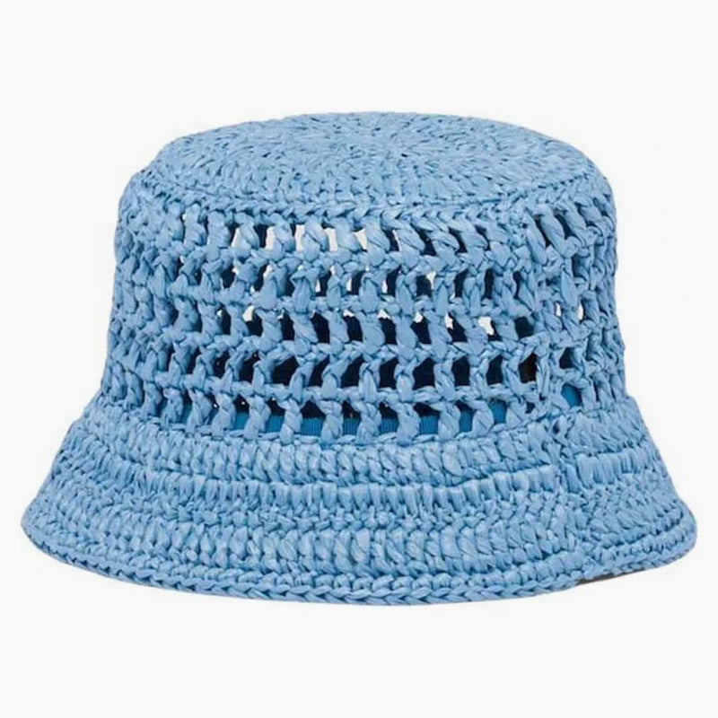 Prada Raffia Bucket Hat Light Blue