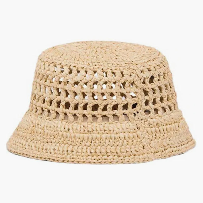 Prada Raffia Bucket Hat Natural