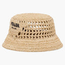 Prada Raffia Bucket has natural