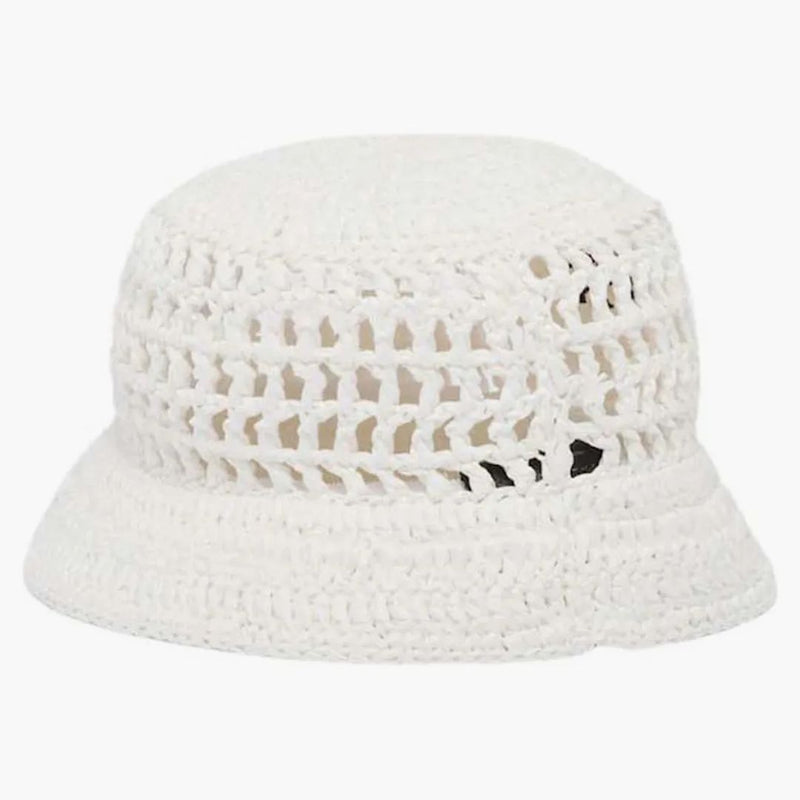 Prada Raffia Bucket Hat White