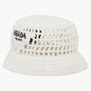 Prada Raffia Bucket has white