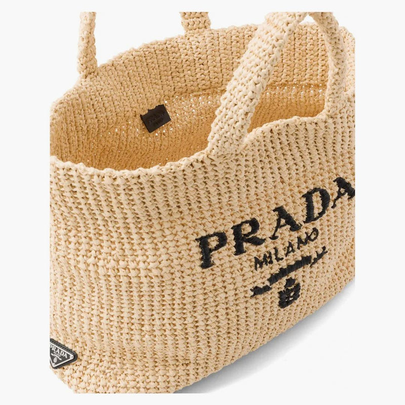 Prada Raffia Tote Bag Brown