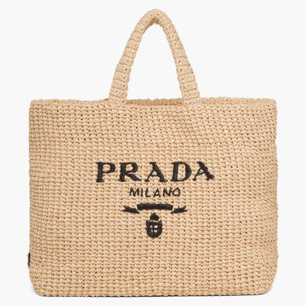 Prada Raffia Tote Bag Brown