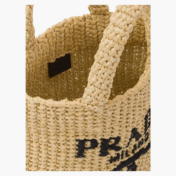 Prada Raffia Tote Bag Small Tan