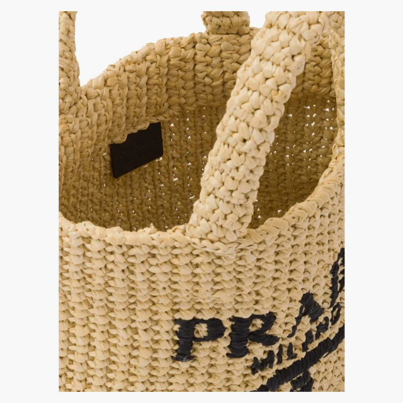 Prada Raffia Tote Bag Small Tan