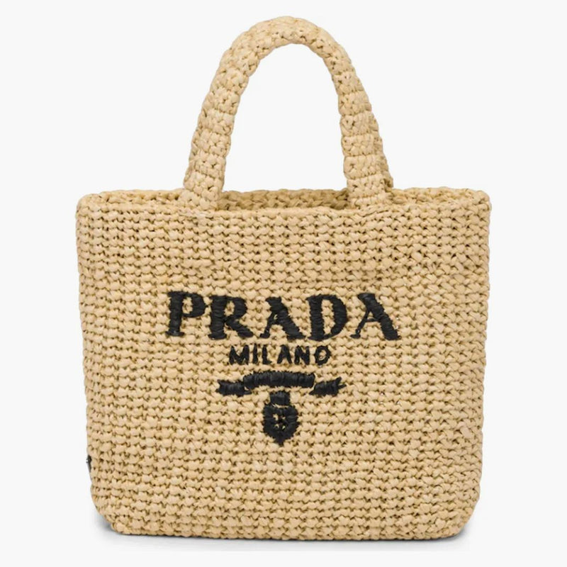 Prada Raffia Tote Bag Small Tan