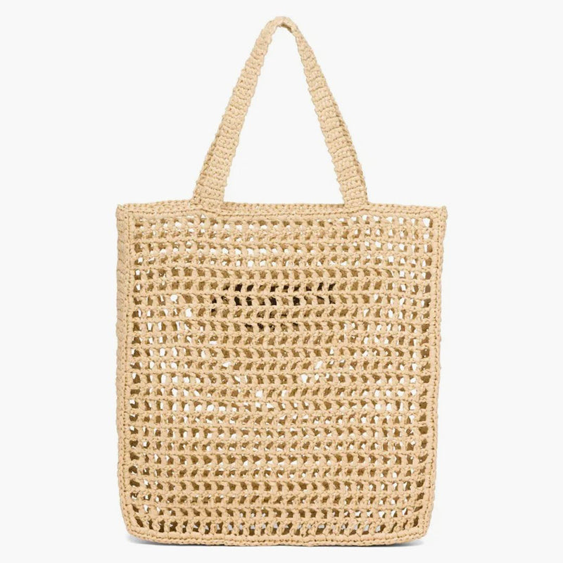 Prada Raffia Tote Bag Tan