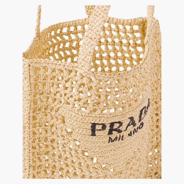 Prada Raffia Tote Bag Tan
