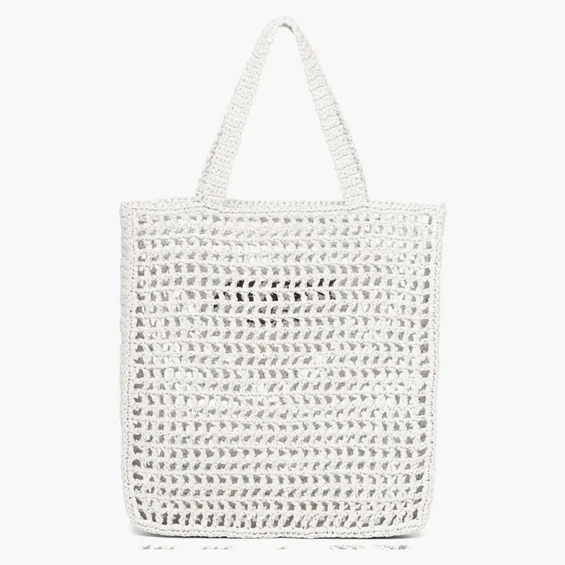 Prada Raffia Tote Bag White